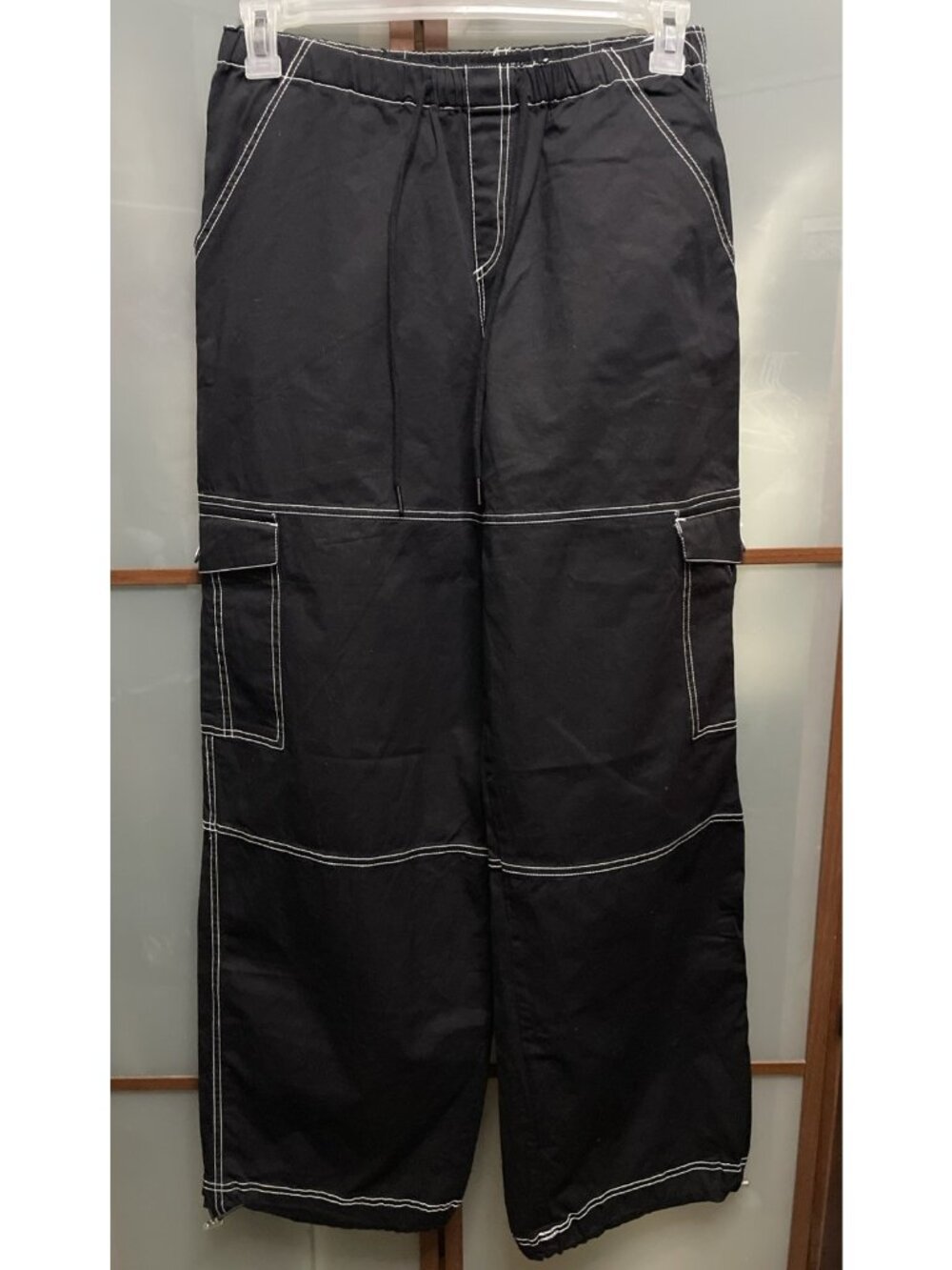 Almost Famous Womens Mens Medium Cargo Pants Wide Leg Y2K Skater Raver Goth NWT